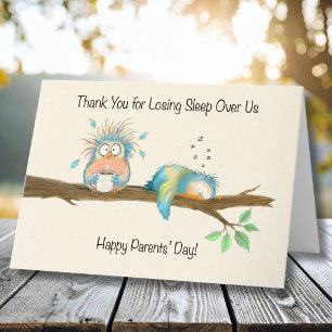 Happy Parents Day Funny Exhausted Bird Card
