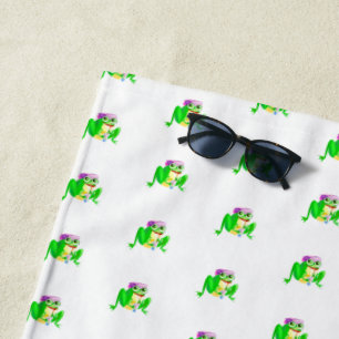 Happy Party Frog Beach Towel