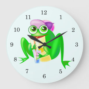 Happy Party Frog Large Clock