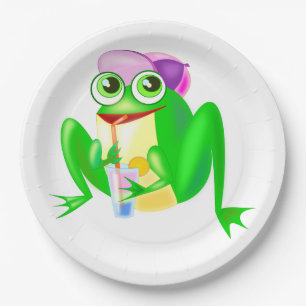 Happy Party Frog Paper Plate