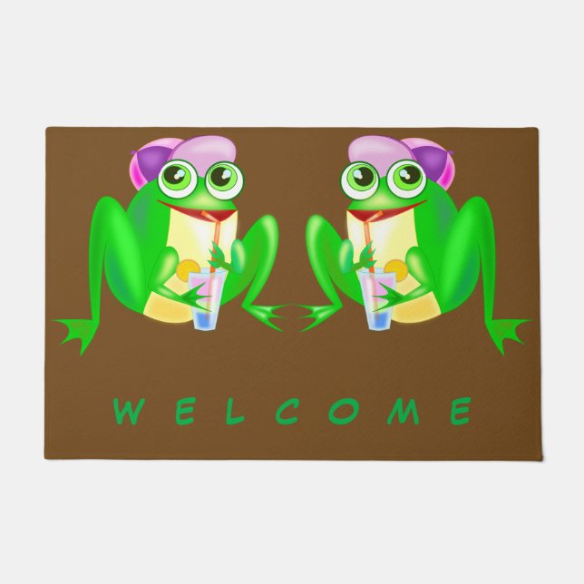 Happy Party Frog - Welcome Doormat (Front)
