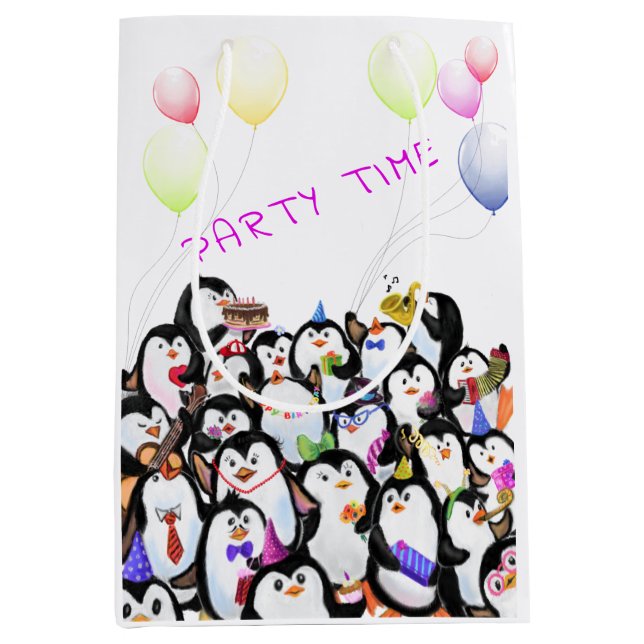 Happy Party Pingouin Cadeau Sac Drôle - Texte Pers (Devant)