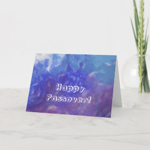 Happy Passover Blue Purple Abstract Painting Card