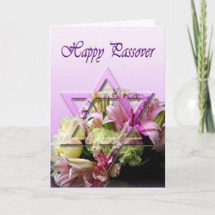 Happy Passover card with Star of David and flowers