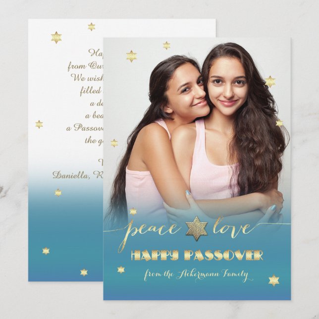 Happy Passover. Custom Flat Photo Card (Front/Back)