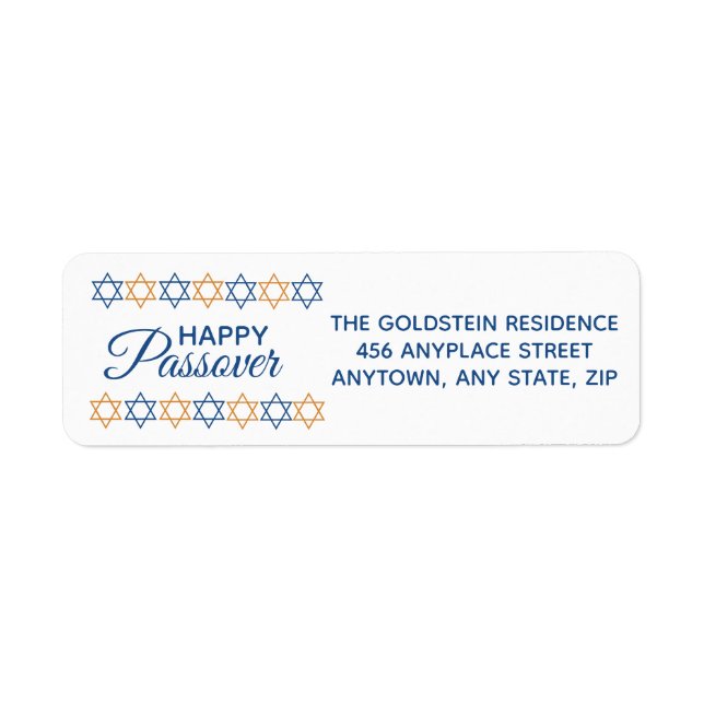 Happy Passover Elegant Blue and Gold Star of David (Front)