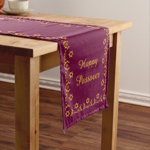 Happy Passover Fuchsia Pink Short Table Runner