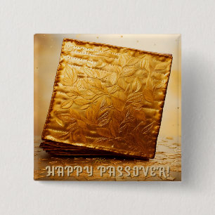Happy Passover! Golden Matzah 2 Inch Square Button