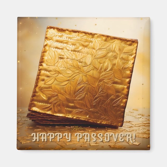 Happy Passover! Golden Matzah Magnet (Front)