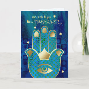 Happy Passover. Hamsa Hand Lucky Symbol Card