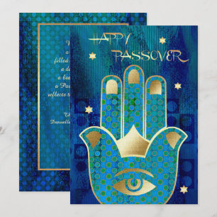 Happy Passover. Hamsa Hand Lucky Symbol Card