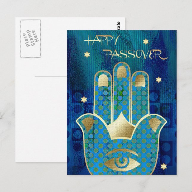 Happy Passover. Hamsa Hand Lucky Symbol  Postcard (Front/Back)