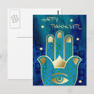 Happy Passover. Hamsa Hand Lucky Symbol  Postcard