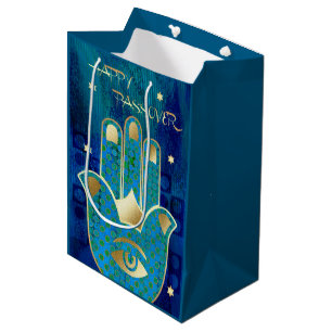 Happy Passover. Hamsa Lucky Symbol  Medium Gift Bag