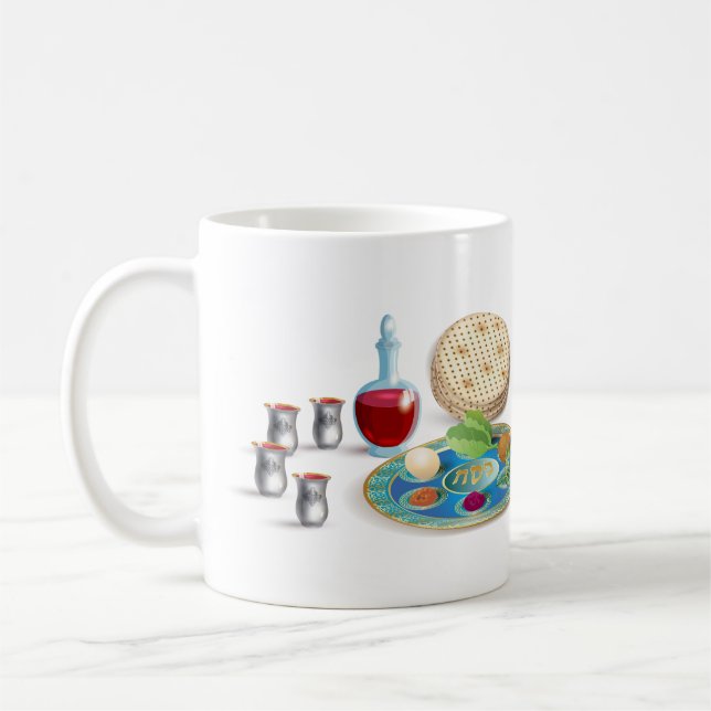 Happy Passover Holiday Pesach Seder Coffee Mug (Left)