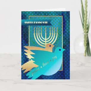 Happy Passover. Peace Doves and Menorah Card