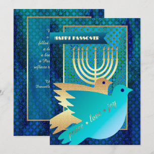 Happy Passover. Peace Doves and Menorah Card