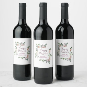 Happy Passover & Pesach Kasher veSameach in Hebrew Wine Label