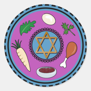 Happy Passover Pesach Seder  plate Classic Round Sticker