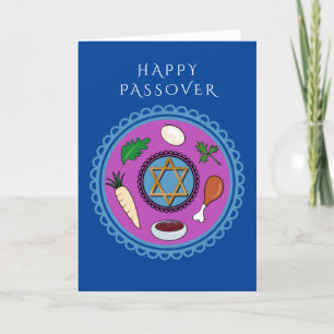 Happy Passover Pesach Seder plate Holiday Card