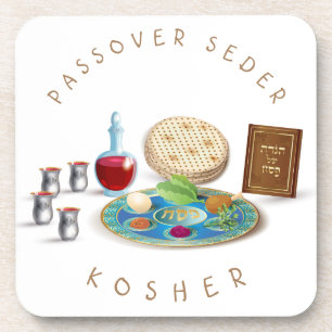 Happy Passover Seder Plate Kosher Pesach Coaster