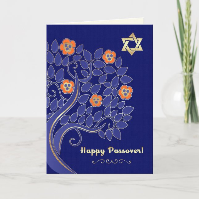 Happy Passover. Spring Flowering Tree Card (Front)