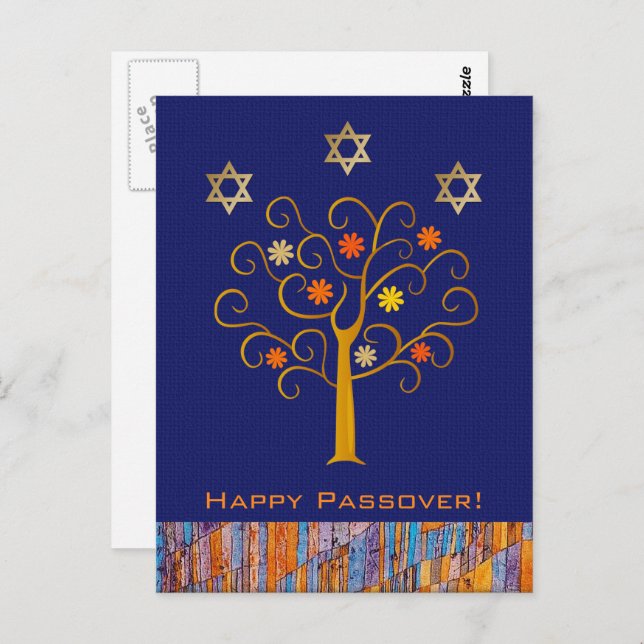 Happy Passover. Spring Flowering Tree Postcard (Front/Back)
