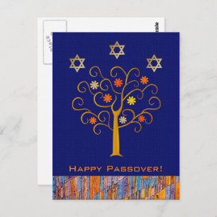 Happy Passover. Spring Flowering Tree Postcard