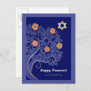 Happy Passover. Spring Flowering Tree  Postcard