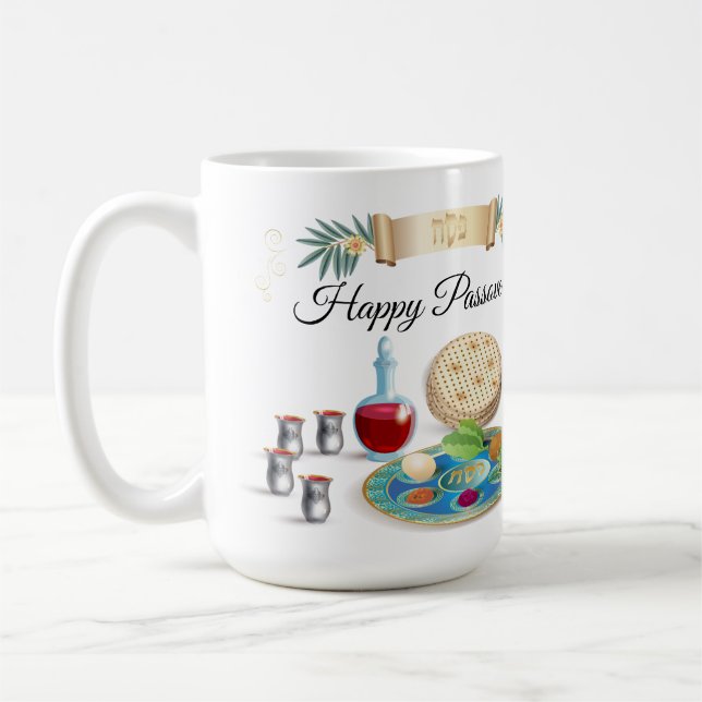 Happy Passover Spring Pesach Seder Coffee Mug (Left)