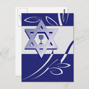 Happy Passover. Star of David and Kiddush Postcard