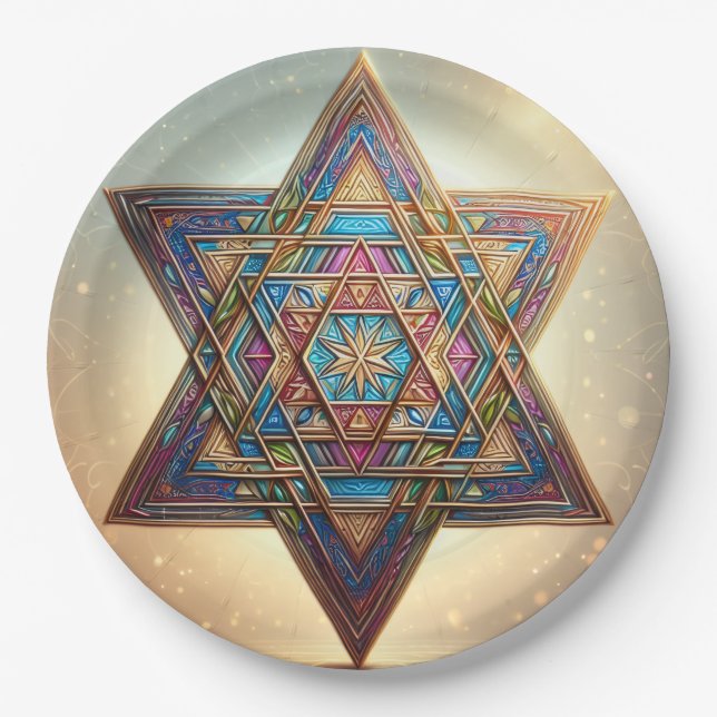 Happy Passover Star of David Paper Plate (Front)