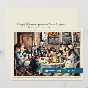 Happy Passover. Vintage Passover Seder Scene Card