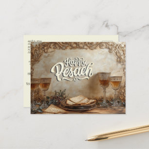 Happy Passover Vintage Pesach Jewish  Postcard