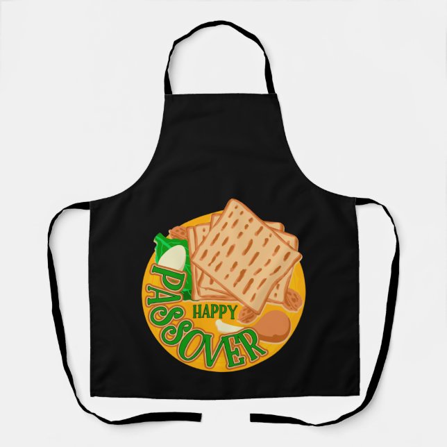 Happy Passover With Cute Matzo Jewish Holiday Apron (Front)