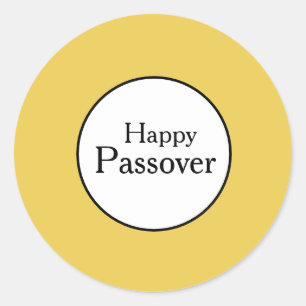 Happy Passover Yellow White Round Sticker