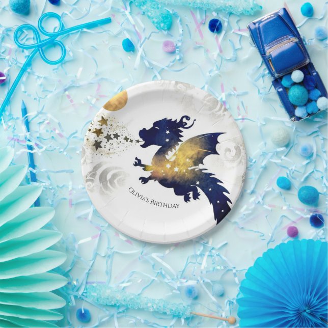 Happy Pastel Dragon Birthday Paper Plate (Party)