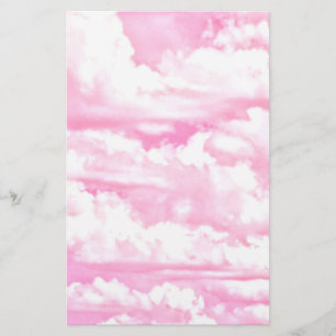 Happy Pastel Pink Clouds Stationery