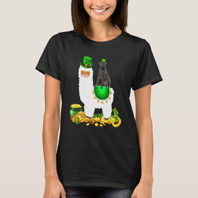 Happy Patrick S Day Leprechaun Great Dane Riding L T-Shirt (Front)