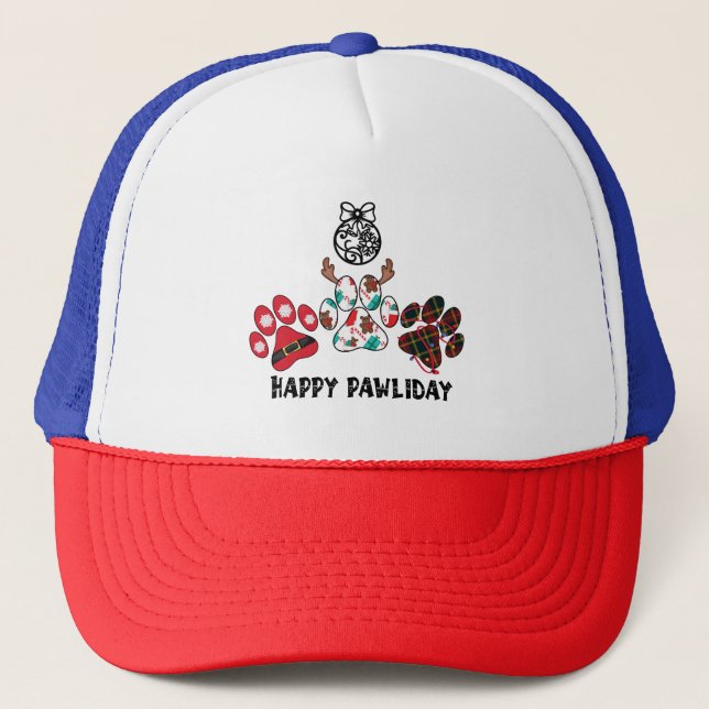 Happy Pawliday - Christmas Holiday Trucker Hat (Front)