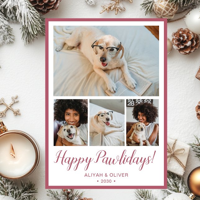 Happy Pawlidays 4 Photo  Holiday Card (Creator Uploaded)