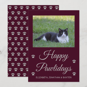 Happy Pawlidays Cat Photo Christmas Holiday Card