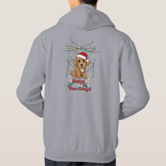 Happy Pawlidays Christmas Cockapoo T-Shirt Hoodie (Back)