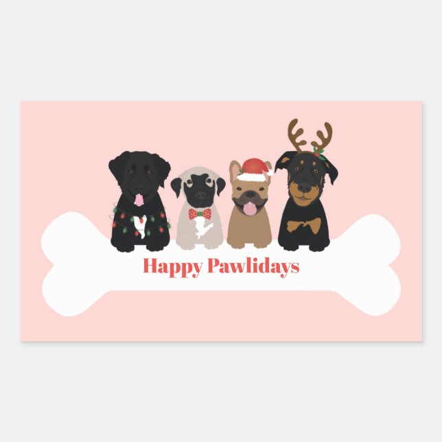 Happy Pawlidays Christmas Dogs Sticker (Front)