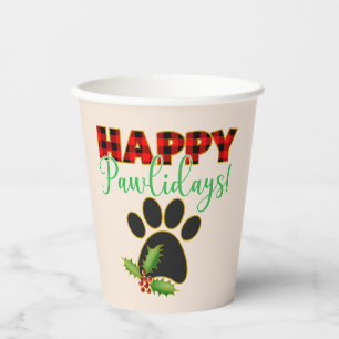 Happy Pawlidays Christmas Gift for Dog Lover Paper Cups