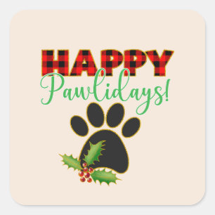 Happy Pawlidays Christmas Gift for Dog Lover Square Sticker