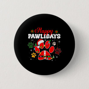Happy Pawlidays Christmas Lights Dog Paw Animal Lo 2 Inch Round Button