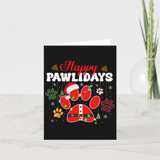 Happy Pawlidays Christmas Lights Dog Paw Animal Lo Card (Front)