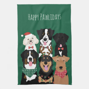 Happy Pawlidays Cute Christmas Kitchen Towel
