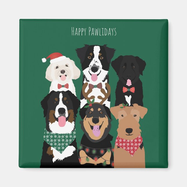 Happy Pawlidays Cute Christmas Magnet (Front)